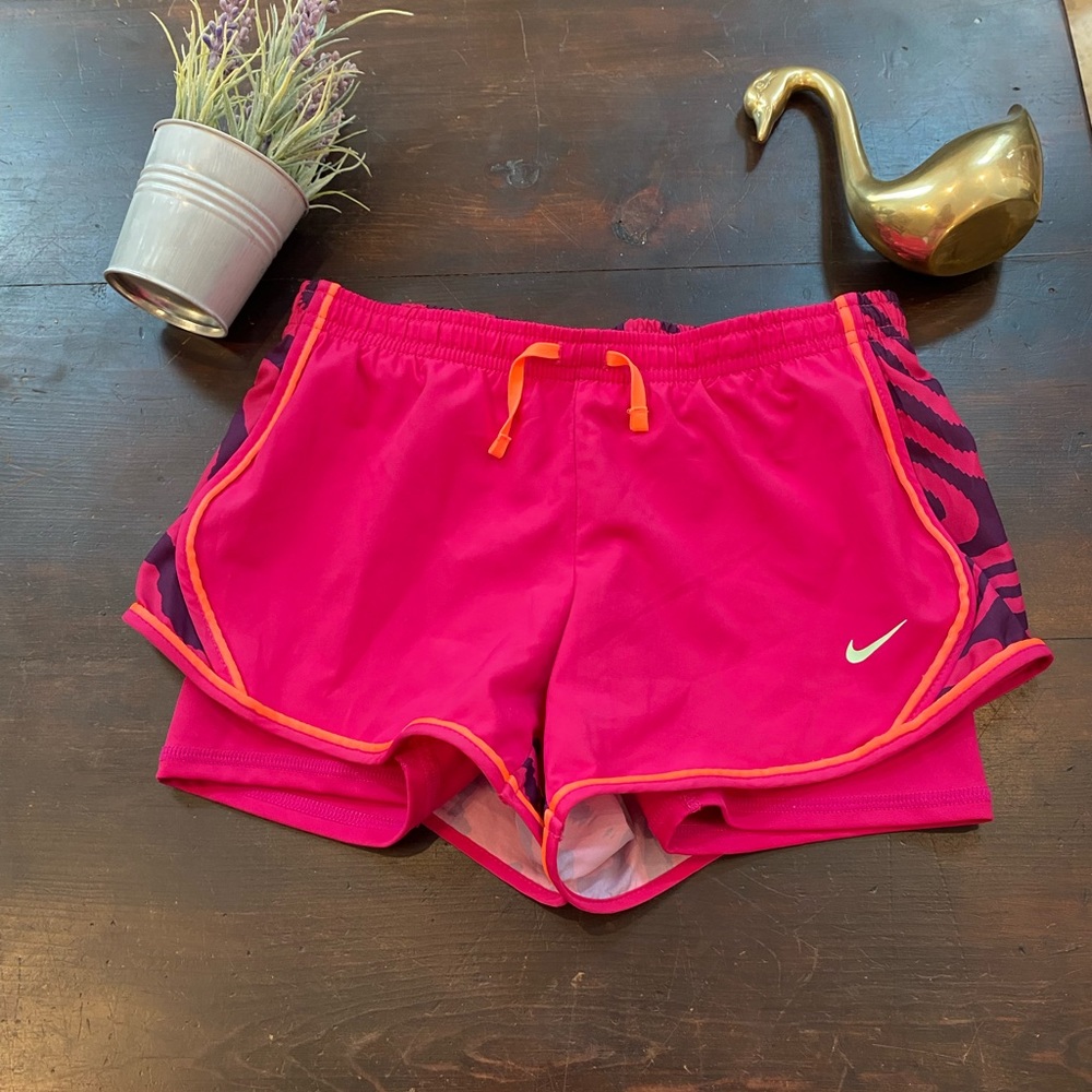 Kids girls size S small hot pink and purple cheetah Nike Shorts dri- fit